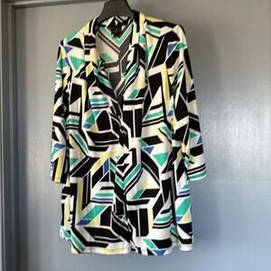 Worthington Green Black V-Neck Women's Pullover Top Short Sleeves sz 1X